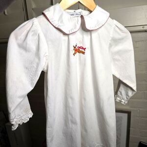 Sweet Dreams Classic Reindeer Embroidered Cotton Sleep Dress for Girls size 5